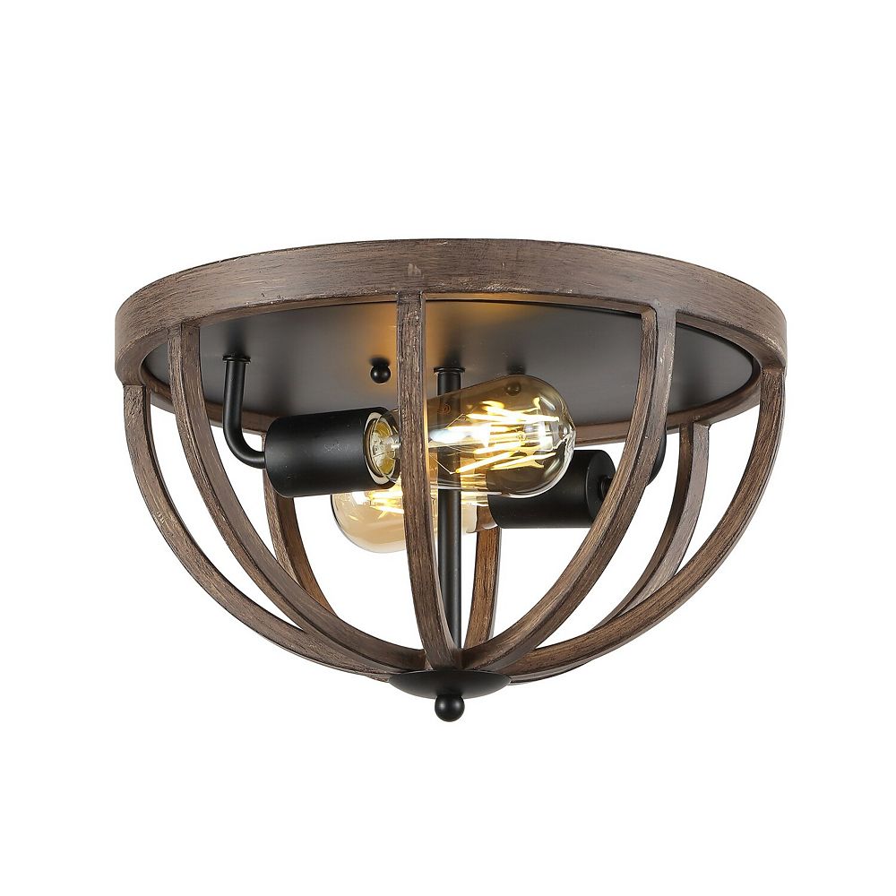 Darlene Iron Rustic Farmhouse Led Flush Mount