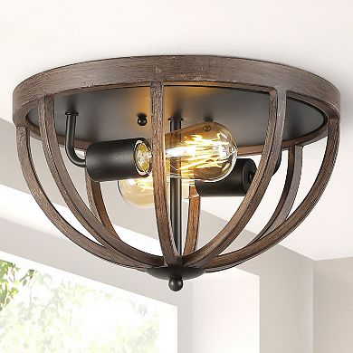 Darlene Iron Rustic Farmhouse Led Flush Mount