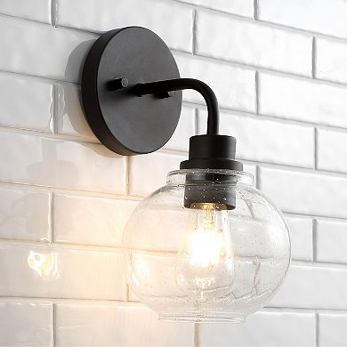 Sandrine Iron/seeded Glass Cottage Rustic Led Vanity Light