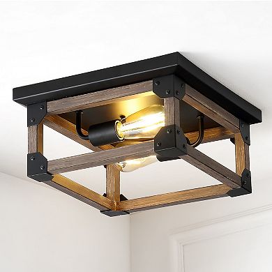 Cheshire Iron Rustic Farmhouse Led Flush Mount