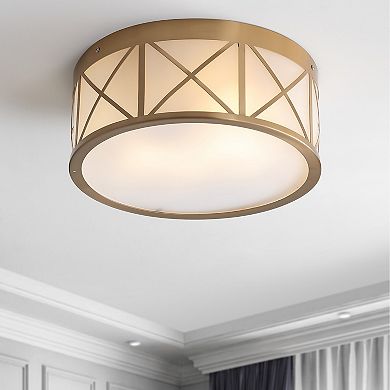 Cadence Drum Metal/glass Flush Mount