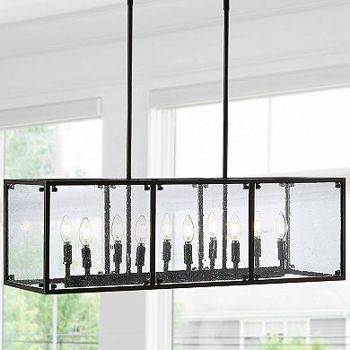 Paysan Linear Adjustable Iron/seeded Glass Rustic Farmhouse Led Pendant