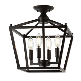 Plains Mini Lantern Iron Modern Farmhouse Led Flush Mount