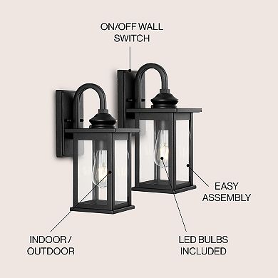Cary Iron/glass Traditional Modern Led Outdoor Lantern (set Of 2)