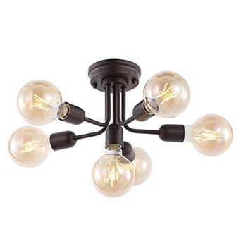 Marcel Globe Farmhouse Modern Iron Bistro Led Semi Flush Mount