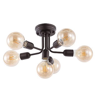 Marcel Globe Farmhouse Modern Iron Bistro Led Semi Flush Mount