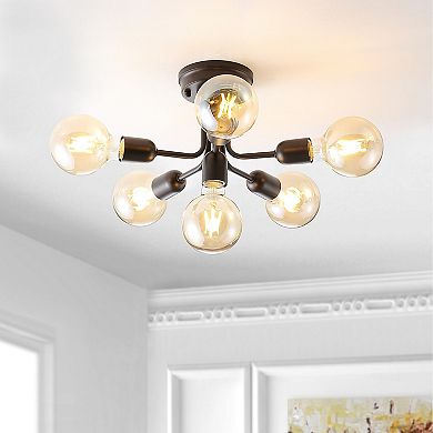 Marcel Globe Farmhouse Modern Iron Bistro Led Semi Flush Mount