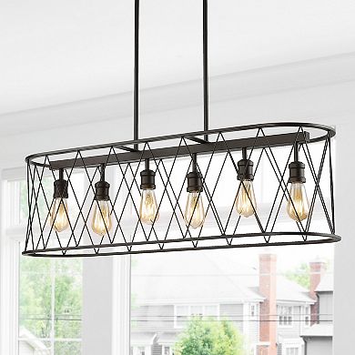 Marion Adjustable Iron Farmhouse Rustic Led Dimmable Pendant