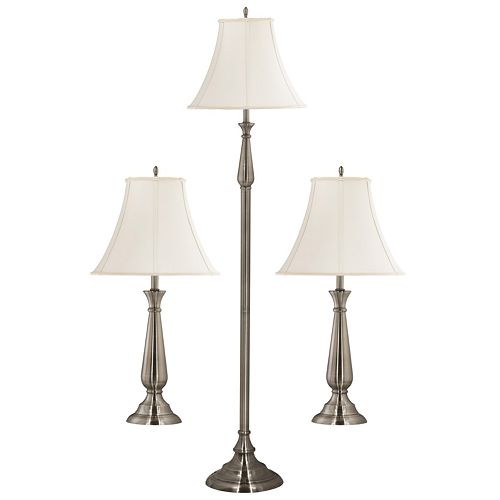 3pc. Banister Steel Lamp Set