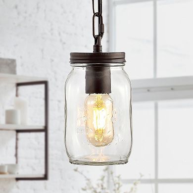 Gaines Farmhouse Industrial Iron Mason Jar Led Pendant