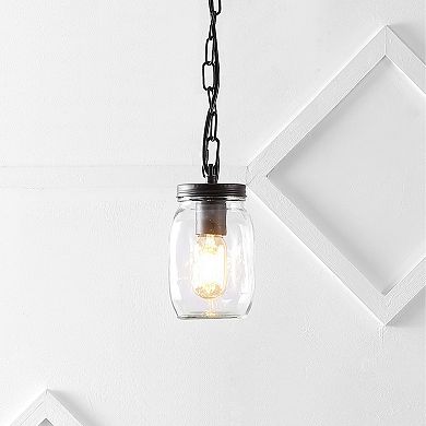 Gaines Farmhouse Industrial Iron Mason Jar Led Pendant