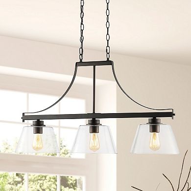 Jayden Industrial Farmhouse Iron/glass Linear Led Pendant