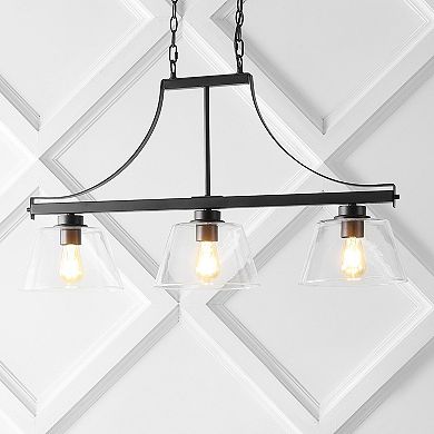 Jayden Industrial Farmhouse Iron/glass Linear Led Pendant