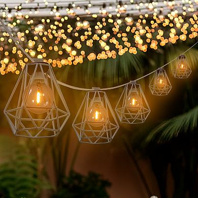 Indoor/outdoor Contemporary Transitional Incandescent G Diamond Cage String Lights