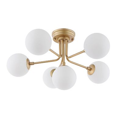 Olivier Parisian Globe Modern Industrial Iron Bistro Led Semi Flush Mount