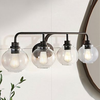 Sandrine Iron/seeded Glass Cottage Rustic Led Vanity Light