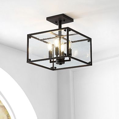 Paysan Iron/seeded Glass Rustic Farmhouse Led Flush Mount