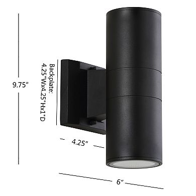 Duo Modern Midcentury Cylinder Outdoor Metal/glass Integrated Led Wall Sconce
