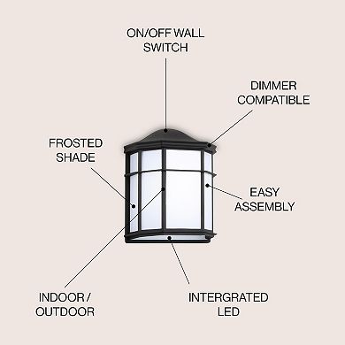Henry Outdoor Frosted Acrylicmetal Integrated Led Wall Sconce