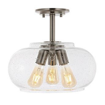 Lina Modern Industrial Iron/seeded Glass Led Semi Flush Mount