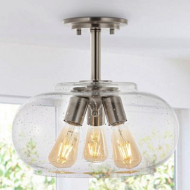 Lina Modern Industrial Iron/seeded Glass Led Semi Flush Mount
