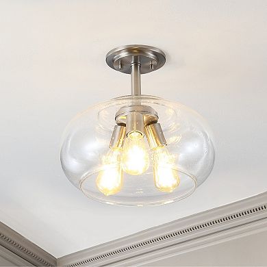 Lina Modern Industrial Iron/seeded Glass Led Semi Flush Mount