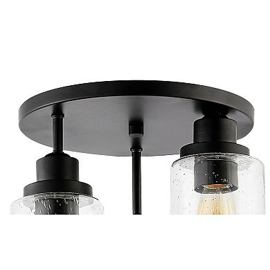 Jonah Bohemian Farmhouse Iron/seeded Glass Led Semi Flush Mount