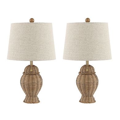 Margie Wicker Bohemian Rustic Iron Led Table Lamp (set Of 2)