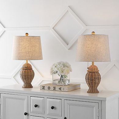 Margie Wicker Bohemian Rustic Iron Led Table Lamp (set Of 2)
