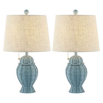 Margie Wicker Bohemian Rustic Iron Led Table Lamp (set Of 2)