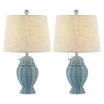 Margie Wicker Bohemian Rustic Iron Led Table Lamp (set Of 2)