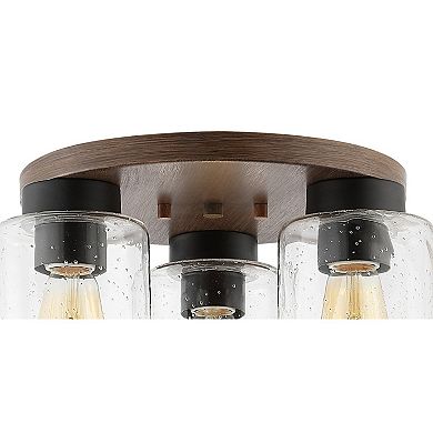 Nola Bohemian Farmhouse Iron/seeded Glass Led Semi Flush Mount