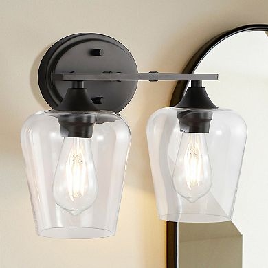 Jayne Iron/glass Cottage Rustic Led Vanity Light