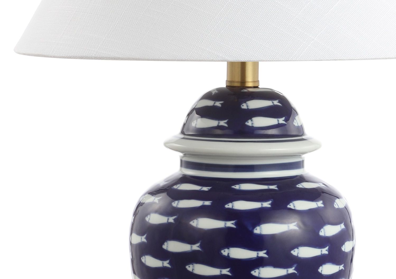 School Of Fish Ginger Jar Ceramicmetal Led Table Lamp