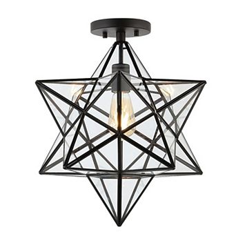 Ava Farmhouse Bohemian Iron/glass Led Semi Flush Mount