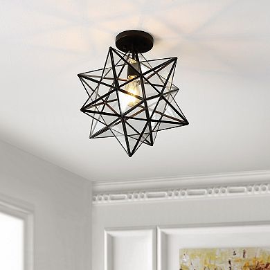 Ava Farmhouse Bohemian Iron/glass Led Semi Flush Mount