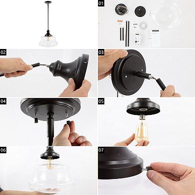 Schoolhouse Bohemian Farmhouse Iron/glass Led Pendant