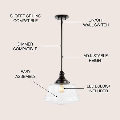 Schoolhouse Bohemian Farmhouse Iron/glass Led Pendant