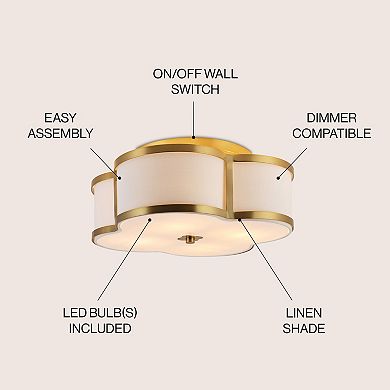 Quatrefoil Scalloped Shade Metal Classic Glam Led Flush Mount