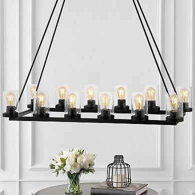 Coronet Iron/seeded Glass Rustic Farmhouse Led Chandelier