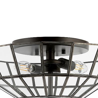 Theo Farmhouse Rustic Iron/glass Led Semi Flush Mount