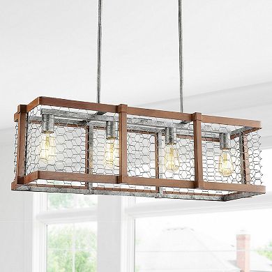 Gaines Linear Adjustable Iron Rustic Industrial Led Pendant