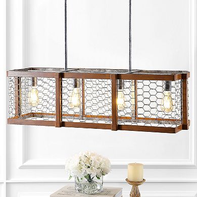 Gaines Linear Adjustable Iron Rustic Industrial Led Pendant