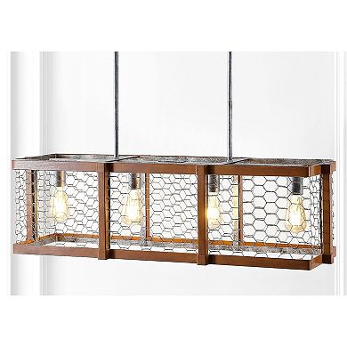 Gaines Linear Adjustable Iron Rustic Industrial Led Pendant