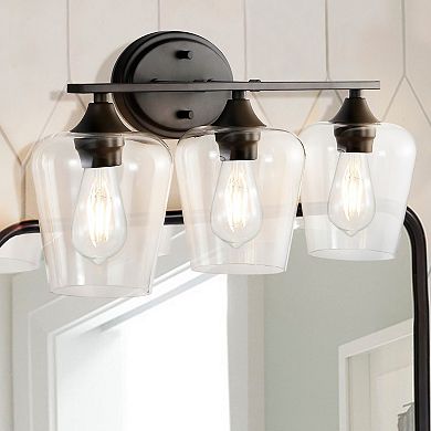 Jayne Iron/glass Cottage Rustic Led Vanity Light