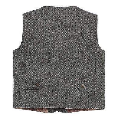 Gioberti Kid's 3pc Tweed Vest With Matching Cap And Bow Tie