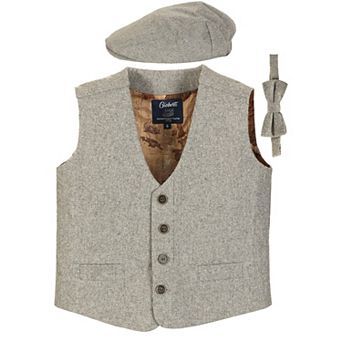 Gioberti Kid's 3 pc Tweed Vest With Matching Cap And Bow Tie