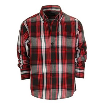 Gioberti Boy's Long Sleeve Button Down Plaid Checkered Shirt