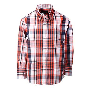Gioberti Boy's Long Sleeve Button Down Plaid Checkered Shirt
