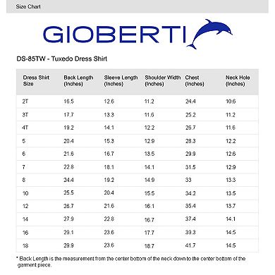 Gioberti Kid's Wing Tip Collar White Tuxedo Dress Shirt With Bow Tie And Metal Studs